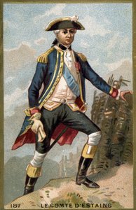 जीन बैप्टिस्ट का पोर्ट्रेट, काउंट ऑफ़ एस्टाइंग (1729 - 1794), फ्रेंच एडमिरल। 19 वीं शताब्दी की क्रोमोलिथोग्राफी। द्वारा अज्ञात कलाकार