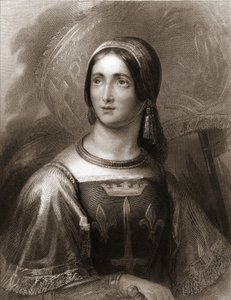 जोन ऑफ आर्क (1412 - 1431) का पोर्ट्रेट - लवली द्वारा "" फ्रेंच का इतिहास "" में, उत्कीर्णन, एसडी। द्वारा अज्ञात कलाकार