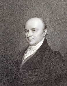 जॉन क्विंसी एडम्स का पोर्ट्रेट (1767 - 1848), राष्ट्रपति जॉन एडम्स के बेटे और संयुक्त राज्य अमेरिका के राष्ट्रपति (1825 - 1829)। उत्कीर्णन एस.डी. 19 वी सदी। द्वारा अज्ञात कलाकार