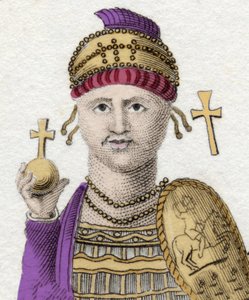 जस्टिनियन I (द ग्रेट) का पोर्ट्रेट (Flavius Petrus Sabbatius Justinianus).482 - 565. ओरिएंट के रोमन सम्राट। द्वारा अज्ञात कलाकार