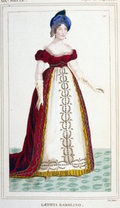 लेटिटिया बोनापार्ट का पोर्ट्रेट (लेटिज़िया मारिया रामोलिनो) (1750-1836), नेपोलियन I की माँ। 19वीं सदी की नक्काशी द्वारा अज्ञात कलाकार