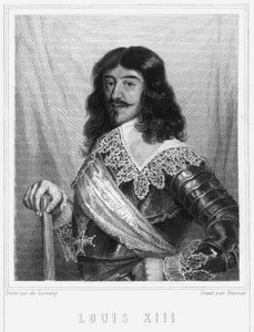 लुई XIII (1601 - 1643) का पोर्ट्रेट, फ्रांस के राजा - लवली द्वारा "" फ्रेंच का इतिहास "" में, उत्कीर्णन, एन डी। द्वारा अज्ञात कलाकार