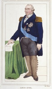 लुई XVIII (1755 - 1824) का पोर्ट्रेट, फ्रांस के राजा ने 1830 की नक्काशी की। द्वारा अज्ञात कलाकार
