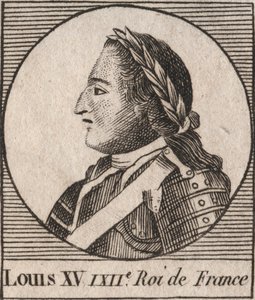 लुई XV का पोर्ट्रेट (1710-1774) dit le Bien Aime, फ्रांस के राजा 1715 से 1774 - लुई XV, जिसे लुई द वेल प्रिय, फ्रांस के राजा के रूप में जाना जाता है - चार्ल्स कॉन्स्टेंट द्वारा "इंस्ट्रक्शन सुर ल हिस्टोइरे डी फ्रांस" से उत्कीर्णन ले टेलर 1821 द्वारा अज्ञात कलाकार