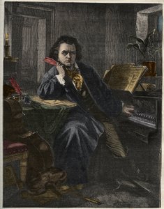 लुडविग वैन बीथोवेन (1770-1827), जर्मन संगीतकार और पियानोवादक का पोर्ट्रेट द्वारा अज्ञात कलाकार