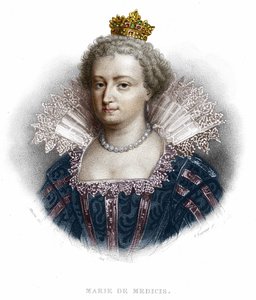 मैरी ऑफ मेडिसी (1573 - 1642) का पोर्ट्रेट, हेनरी चतुर्थ की पत्नी और लुई XIII की मां। १८३६ से उत्कीर्णन द्वारा अज्ञात कलाकार