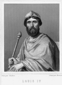 Ouis IV d'Outremer (d'Outre Mer, d'Outre-Mer) (921 - 954), फ्रांस के राजा का पोर्ट्रेट - Lavallee द्वारा "" हिस्ट्री ऑफ़ द फ्रेंच "" में, उत्कीर्णन, nd। द्वारा अज्ञात कलाकार