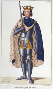 फिलिप वी द लॉन्ग (1294 - 1322) का पोर्ट्रेट, फ्रांस के राजा की नक्काशी 1830 द्वारा अज्ञात कलाकार