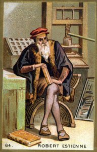 रॉबर्ट आई एस्टियेन (1498 - 1559) मानवतावादी, प्रकाशक और प्रिंटर का पोर्ट्रेट। 19 वीं शताब्दी की क्रोमोलिथोग्राफी। द्वारा अज्ञात कलाकार