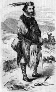 रौलेन जॉर्ज गॉर्डन कमिंग (1820-1866), स्कॉटिश यात्री और शेर शिकारी का पोर्ट्रेट। 8 मई 1858 के "" द इलस्ट्रस वर्ल्ड"" एन °56 में लिंटन द्वारा उत्कीर्णन। द्वारा अज्ञात कलाकार