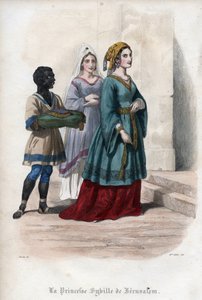 जेरूसलम के सिबला का पोर्ट्रेट (जेरूसलम सिबिल) (सी। 1160-1190), राजकुमारी तब यरूशलेम की रानी। मौरिस लाचात्रे द्वारा 1842 से "हिस्टोइरे डेस पोप्स" में उत्कीर्णन। निजि संग्रह। द्वारा अज्ञात कलाकार
