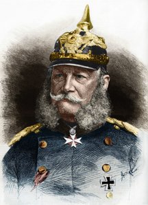 विलियम I (1797-1888), प्रशिया के राजा और जर्मनी के सम्राट का पोर्ट्रेट। 19 वीं शताब्दी के अंत से उत्कीर्णन। द्वारा अज्ञात कलाकार