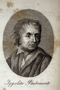 इतालवी कवि इप्पोलिटो पिंडमोंटे (1753-1828), कवि के मित्र और इतालवी नाटककार यूगो फोस्कोलो (1778-1827) का पोर्ट्रेट 19वीं सदी का उत्कीर्णन द्वारा अज्ञात कलाकार