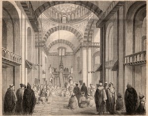 1862 में अल्जीयर्स की महान मस्जिद में रमजान (मुस्लिम केरेमे) की प्रार्थना। 1862 से "ले मोंडे शानदार" में उत्कीर्णन। निजी संग्रह। द्वारा अज्ञात कलाकार