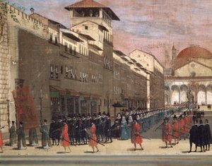फ्लोरेंस में वाया डे सेर्वी पर जुलूस (पेंटिंग, c.1650) द्वारा अज्ञात कलाकार