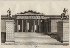 Propylees (Propylaea) (एथेनेस का एक्रोपोलिस) ब्रह्मांड के सभी लोगों के उपयोग और रीति-रिवाजों से उत्कीर्ण है। अर्थात्, सरकार का इतिहास, कानूनों का, मिलिशिया का, सभी राष्ट्रों के धर्म का सबसे दूरस्थ समय से लेकर आज तक का इतिहास "1856 द्वारा अज्ञात कलाकार