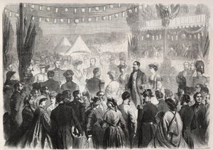 २१ जुलाई १८६१ को विची में शिविर डेस ग्रेनेडियर्स में नेपोलियन III (1808-1873) द्वारा कामचलाऊ क्वाड्रिल डी'होनूर - "ले मोंडे इलस्ट्रे" में उत्कीर्णन द्वारा अज्ञात कलाकार