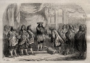 रेने डुगुए ट्रौइन (डुग्वे-ट्रौइन) (रेने ट्रौइन डू गुए डिट) (1673-1736) राजा लुई XIV के हाथों से सेंट लुइस का क्रॉस प्राप्त करते हुए - "" डिक्शननेयर पॉपुलर इलस्ट्रियस" में उत्कीर्णन - 1864 - जोसेफ डेसेम्ब्रे द्वारा और एडमंड एलोनियर - द्वारा अज्ञात कलाकार