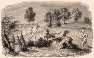 मध्ययुगीन जनजातियों और जानवरों की प्रजातियों का प्रतिनिधित्व: राक्षसों से लड़ने वाले दो सिंथोफ्लस द्वारा अज्ञात