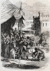 रोजर (रगेरो, रग्गिएरो) रोडोमोंट (रोडोमोंटे) द्वारा लड़ाई में अवहेलना करता है - लुडोविको एरियोस्टो द्वारा "" फ्यूरियस रोलैंड "" (ऑरलैंडो फ्यूरियोसो) (16 वीं शताब्दी) से 1851 की उत्कीर्णन, जिसे एरियोस्टा के रूप में जाना जाता है - इतालवी स द्वारा अज्ञात कलाकार