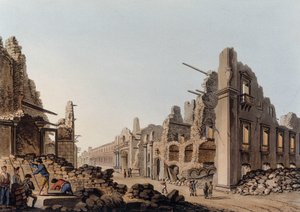 1783 में मेसिना (मेसिना) में भूकंप के कारण हुए खंडहर। "ओटोमन डोमिनियन में दृश्य, यूरोप में, एशिया में और कुछ भूमध्य द्वीपों में" द्वारा अज्ञात कलाकार