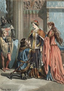 फ्रांस के राजा सेंट लुइस (1214-1270) और उनकी मां ब्लैंच डी कैस्टिले (1188-1252)। जुआन जस्टो ह्यूगेट द्वारा "द कल्ट ऑफ ब्यूटी" में 1881 की उत्कीर्णन, मोलिनास हरमनोस संपादक द्वारा अज्ञात कलाकार