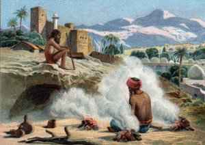 लापता राज्यों के दृश्य: गोलकुंड के खंडहर। गोलकुंडा या गोलकुंडा भारतीय राज्य आंध्र प्रदेश की राजधानी हैदराबाद से 8 किलोमीटर पश्चिम में स्थित एक बर्बाद शहर और किला है। 17वीं शताब्दी में मंगोलों द्वारा इस शक्तिशाली राज्य का अस्तित्व समाप्त हो गया था। टी द्वारा अज्ञात कलाकार