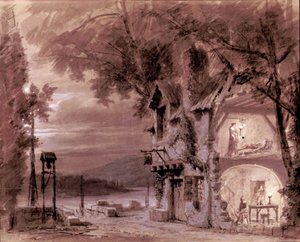 पेरिस ओपेरा में प्रदर्शन के लिए इतालवी संगीतकार ग्यूसेप वर्डी (1813-1901) द्वारा ओपेरा "" रिगोलेटो "" के लिए फिलिप चैपरॉन की दृश्यता द्वारा अज्ञात कलाकार