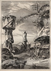 कैप्टन जेम्स कुक (1728-1779) द्वारा दूसरी यात्रा (1772-1775): ईस्टर द्वीप के स्मारक (स्मारकीय मूर्तियाँ, मोई) - "18 वीं शताब्दी के महान नाविक" से लिया गया चित्रण। द्वारा अज्ञात कलाकार