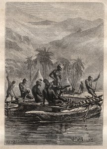 कैप्टन जेम्स कुक (1728-1779) की दूसरी यात्रा (1772-1775): मूल निवासी के पास दृष्टिकोण और विनिमय (न्यू कैलेडोनिया) के लिए पर्याप्त आत्मविश्वास था - "18 वीं शताब्दी के महान नाविक" से लिया गया चित्रण द्वारा अज्ञात कलाकार