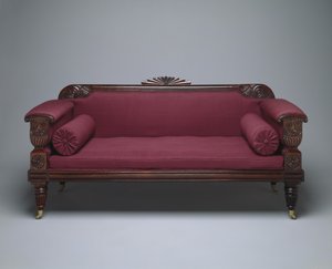 सोफा, c.1821-35 (ऊनी असबाब के साथ शीशम और पाइन) द्वारा अज्ञात कलाकार