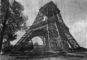 जुलाई 1888 में एफिल टॉवर की स्थिति 1888 के "युवाओं के समाचार पत्र" में। द्वारा अज्ञात कलाकार