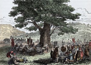 छुट्टियों का आनंद ले रहे ट्यूटन - 19वीं सदी के अंत की नक्काशी engraving द्वारा अज्ञात कलाकार