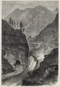 द ब्रेनर रेलवे (ब्रेनेरो) से टायरॉल (तिरोलो - तिरोल) - उत्कीर्णन 1867 - द्वारा अज्ञात कलाकार
