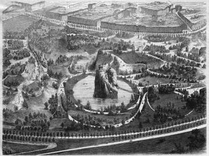 Parc des Buttes Chaumont (buttes-Caumont), पेरिस के 19वें arrondissement में एक सार्वजनिक उद्यान नेपोलियन III की पहल के तहत बनाया गया, जिसे बैरन हॉसमैन (जॉर्जेस यूजीन हॉसमैन) द्वारा बनाया गया द्वारा अज्ञात कलाकार