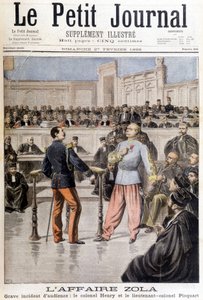 ज़ोला मामला: कर्नल ह्यूबर्ट हेनरी (1846-1898) और लेफ्टिनेंट कर्नल जॉर्जेस पिक्वार्ट (1854-1914) के बीच सुनवाई की गंभीर घटना - 27/02/1898 के "ले पेटाइट जर्नल" में द्वारा अज्ञात कलाकार