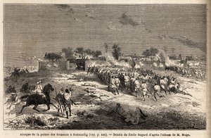 राजा अहमदौ (टौकौलूर) की सेना द्वारा संसदीग पर हमला, जहां से बाम्बारा भाग गया, उसने शरण ली। 1863-1866 में लेफ्टिनेंट (नौसेना) के पश्चिमी सूडान की यात्रा को चित्रित करने के लिए उत्कीर्णन, "ले टूर डू मोंडे, नोव्यू जर्नल डेस वॉयेज" में प्रकाशित, यू द्वारा अज्ञात कलाकार