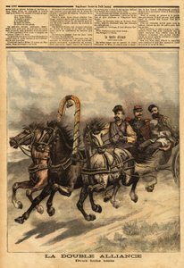 सिकंदर III (1815-1894) और फ्रांस के रूस के बीच दोहरा गठबंधन। "" ले पेटिट जर्नल "" 16/10/1893 में उत्कीर्णन। सेल्वा का संग्रह। द्वारा अज्ञात कलाकार