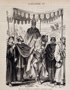 फ्रांस के राजा लुई VII द यंग (1120 - 1180) और इंग्लैंड एस्कॉर्ट पोप अलेक्जेंडर III - "हिस्टोइरे डेस पोप्स" में, nd द्वारा अज्ञात कलाकार