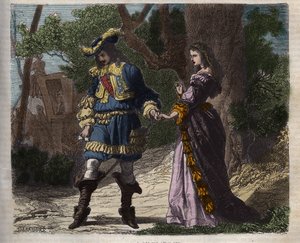 22 जून 1659 को कोर्ट से ब्रौज जाने से पहले लुई XIV (1638-1715) के साथ मैरी मैनसिनी (1639-1715) का अंतिम साक्षात्कार, कार्डिनल माजरीन द्वारा राजा से दूर रखने के लिए आयोजित निर्वासन - चित्रण से लेता है "ब्रा का विस्काउंट द्वारा अज्ञात कलाकार