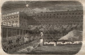 पेरिस में पैलेस रॉयल (पलाइस-रॉयल) में दोपहर की बंदूक (सौर तोप)। 1857 से "ले मुसी डेस साइंसेज" में उत्कीर्णन द्वारा अज्ञात कलाकार