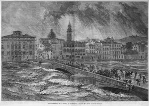1868 में अर्नो से फ्लोरेंस तक का अतिप्रवाह। द्वारा अज्ञात कलाकार