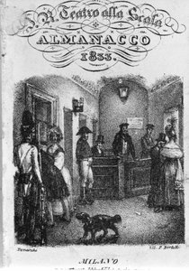 टिएट्रो अल्ला स्काला का टिकट कार्यालय, 1833 का पंचांग। द्वारा अज्ञात कलाकार
