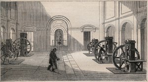 पेरिस में ला मोन्नी में थोंनेलियर मौद्रिक प्रेस - 1877 से उत्कीर्णन engraving द्वारा अज्ञात कलाकार