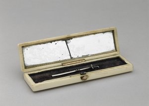 टूथपिक केस, सी। 1840-1880 (हाथीदांत, चांदी, प्रतिबिंबित कांच, मखमल) द्वारा अज्ञात कलाकार