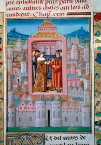 5/10/1465 को किंग लुई इलेवन और चार्ल्स डी चारोलाइस (बाद में चार्ल्स द टेमेरायर ने रईसों के विद्रोह या लीग ऑफ पब्लिक गुड के बीच संघर्ष की संधि। एन्गुएरैंड डी मॉन्स्ट्रेलेट (1400-1453) द्वारा "लेस क्रॉनिकल्स डी मॉन्स्ट्रेलेट" से लघु। १५वीं सदी द्वारा अज्ञात कलाकार
