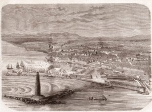 लिवोर्नो का दृश्य (लिवोर्नो - टस्कनी - टस्कनी) - टस्कनी - उत्कीर्णन 1860 द्वारा अज्ञात कलाकार