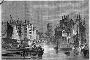 रॉटरडैम, नीदरलैंड का दृश्य। 1836 से उत्कीर्णन। द्वारा अज्ञात कलाकार
