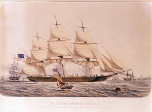 अमेरिकी क्लिपर इलेक्ट्रिक का दृश्य। 1854 का लिथोग्राफ द्वारा अज्ञात कलाकार