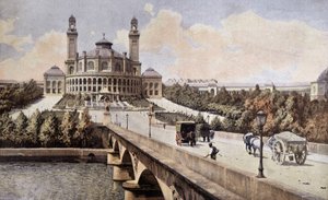 1898 में पैलेस डू ट्रोकाडेरो (पेरिस) का दृश्य। द्वारा अज्ञात कलाकार